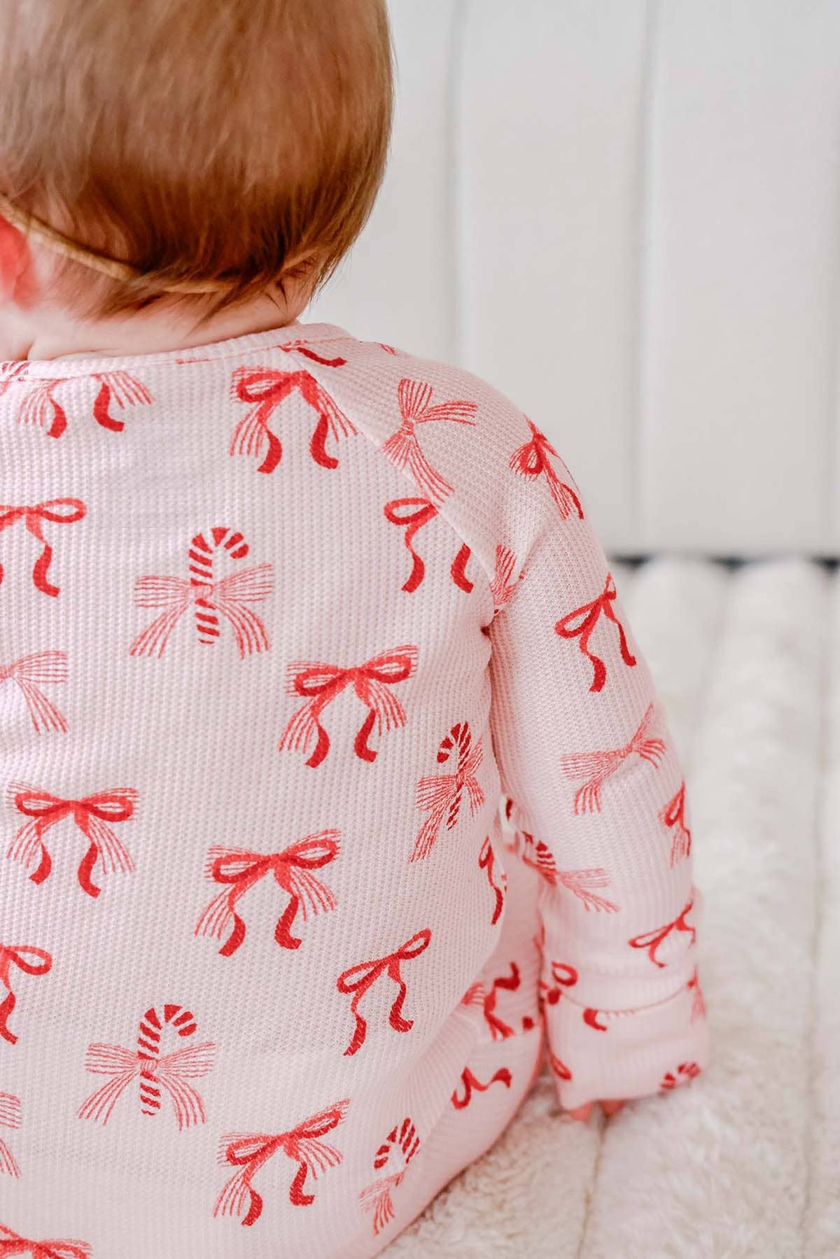 Caden Lane - Christmas Bamboo Waffle Convertible Zipper Romper | Peppermint Bows