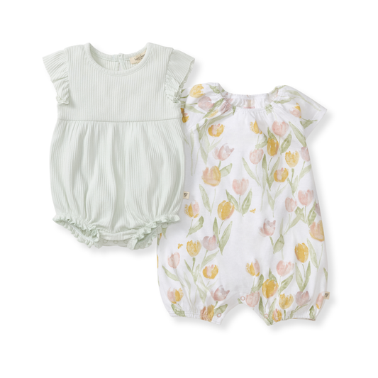 Burt's Bees Baby - Tulip Field 2 Pack Bubble Romper Set