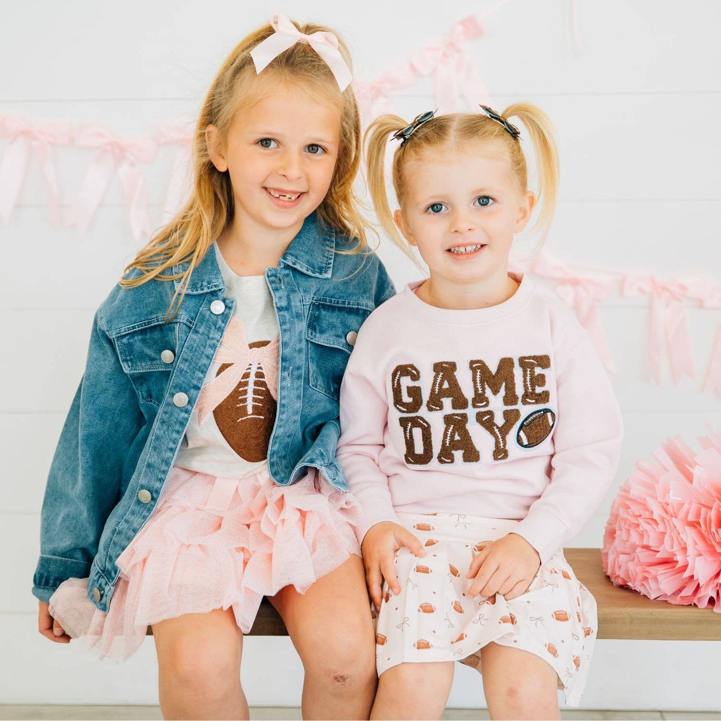 Sweet Wink - Game Day Glitter Bow Clip Set - Football - Kids Hair