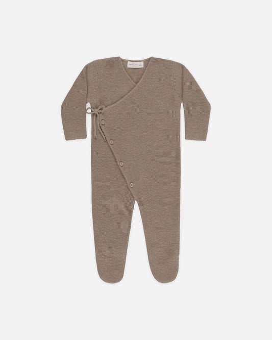 Quincy Mae - Wrap Knit Footie || Heathered Mocha