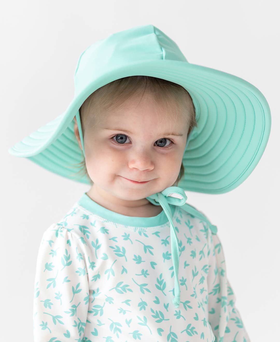RuffleButts + RuggedButts - Girls Vintage Aqua Swim Hat: Blue