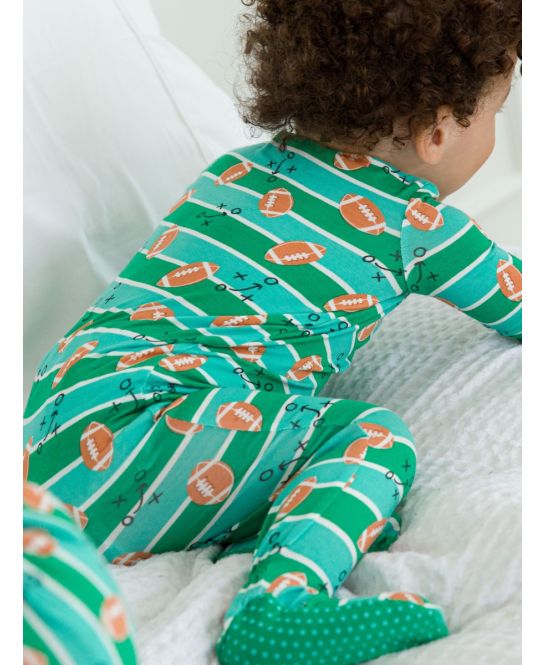 RuffleButts + RuggedButts - One Piece Footie Pajama - Tackles & Touchdowns
