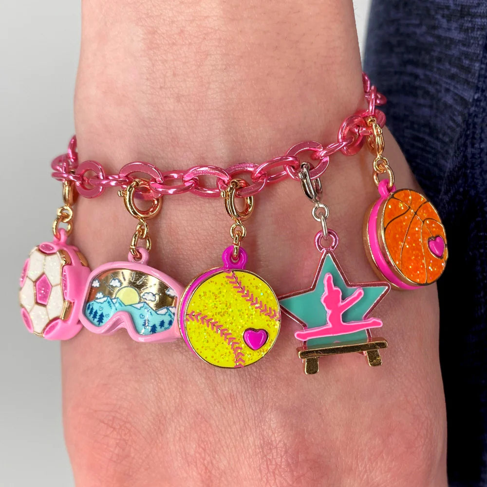 High IntenCity - Charm It! Gold Glitter Softball Charm