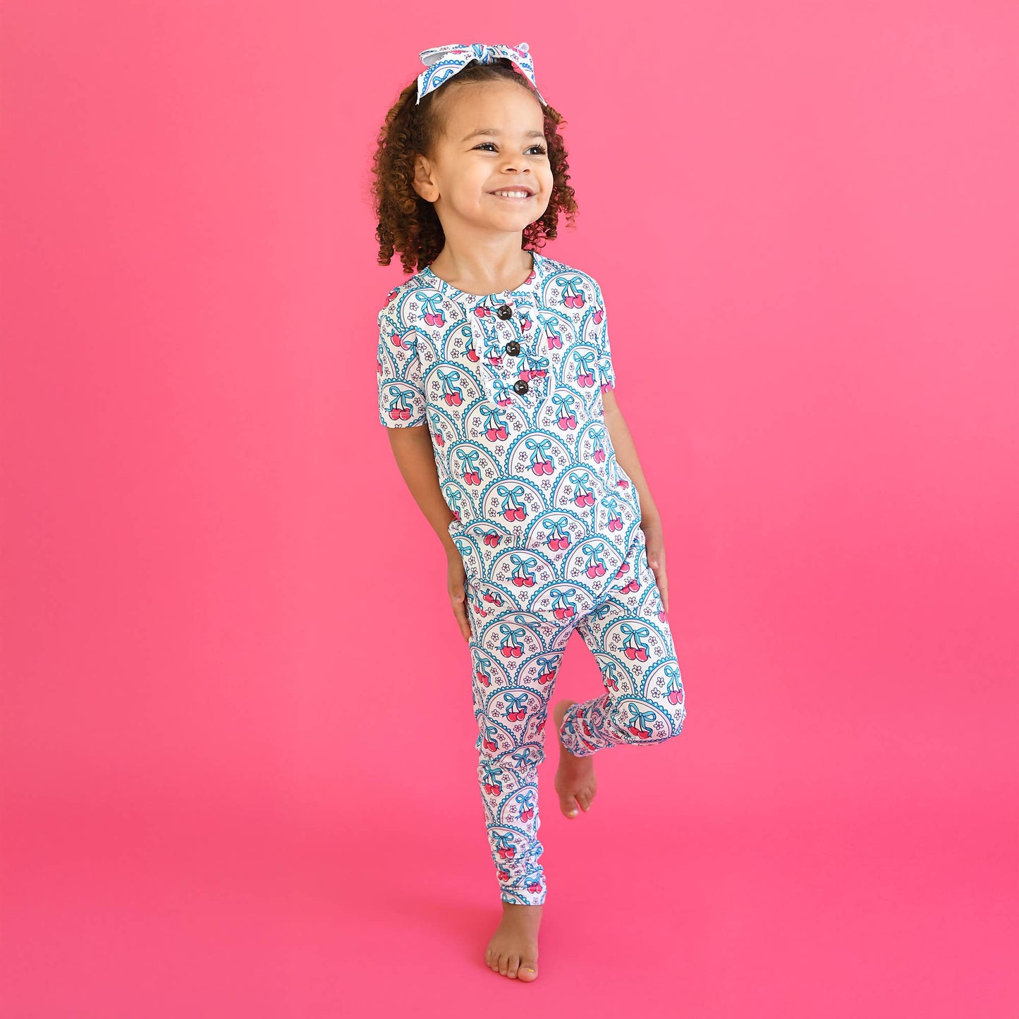 Gigi and Max - Cherry Ruffle Two Piece Bamboo Cherry Lounge Set