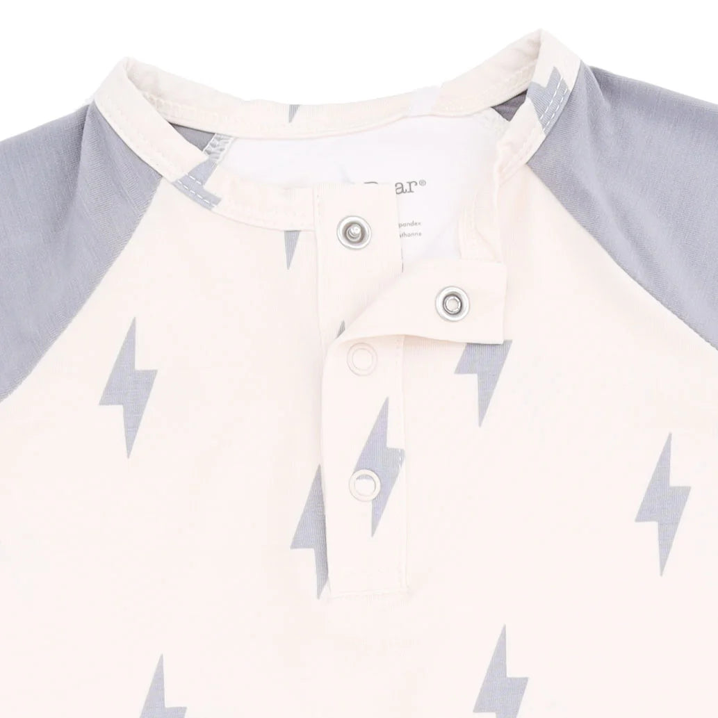 Angel Dear - Lightning Bolt Viscose Long Sleeve Raglan Henley Romper