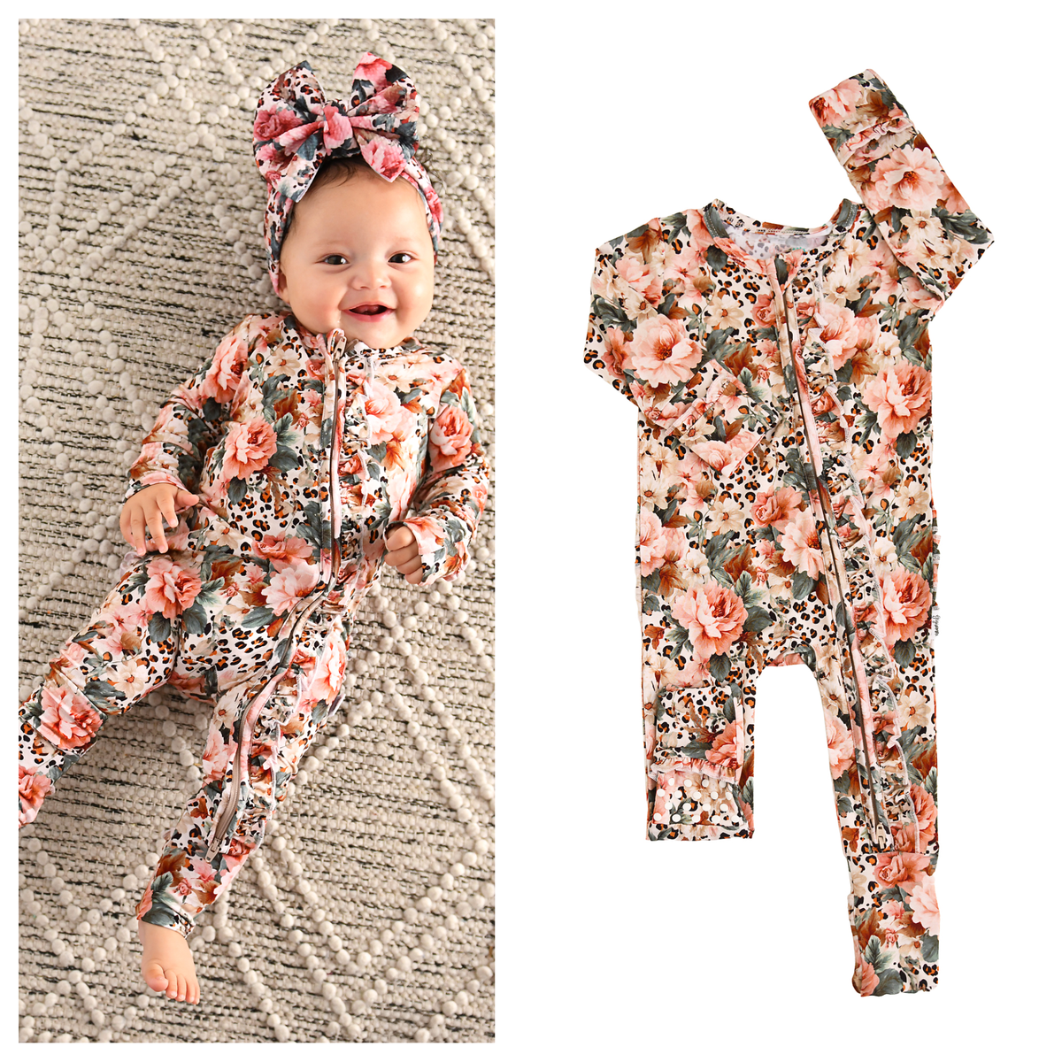 Gigi and Max - Laura - Ruffle Zip Bamboo Romper PJ