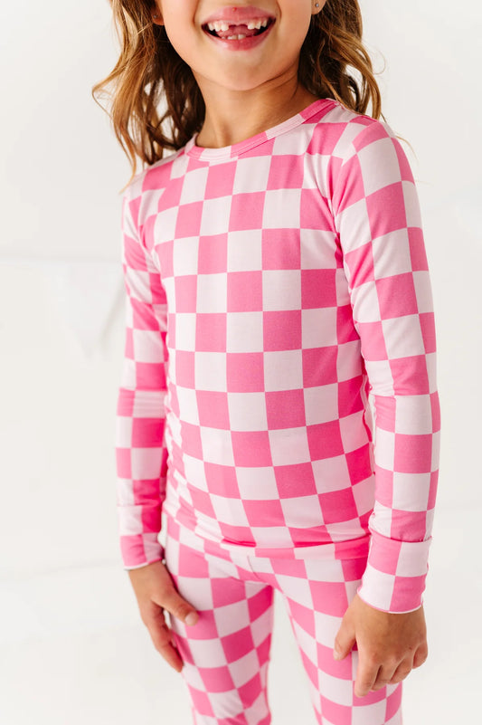 Birdie Bean - Bubblegum Check 2-Piece Pajamas Set