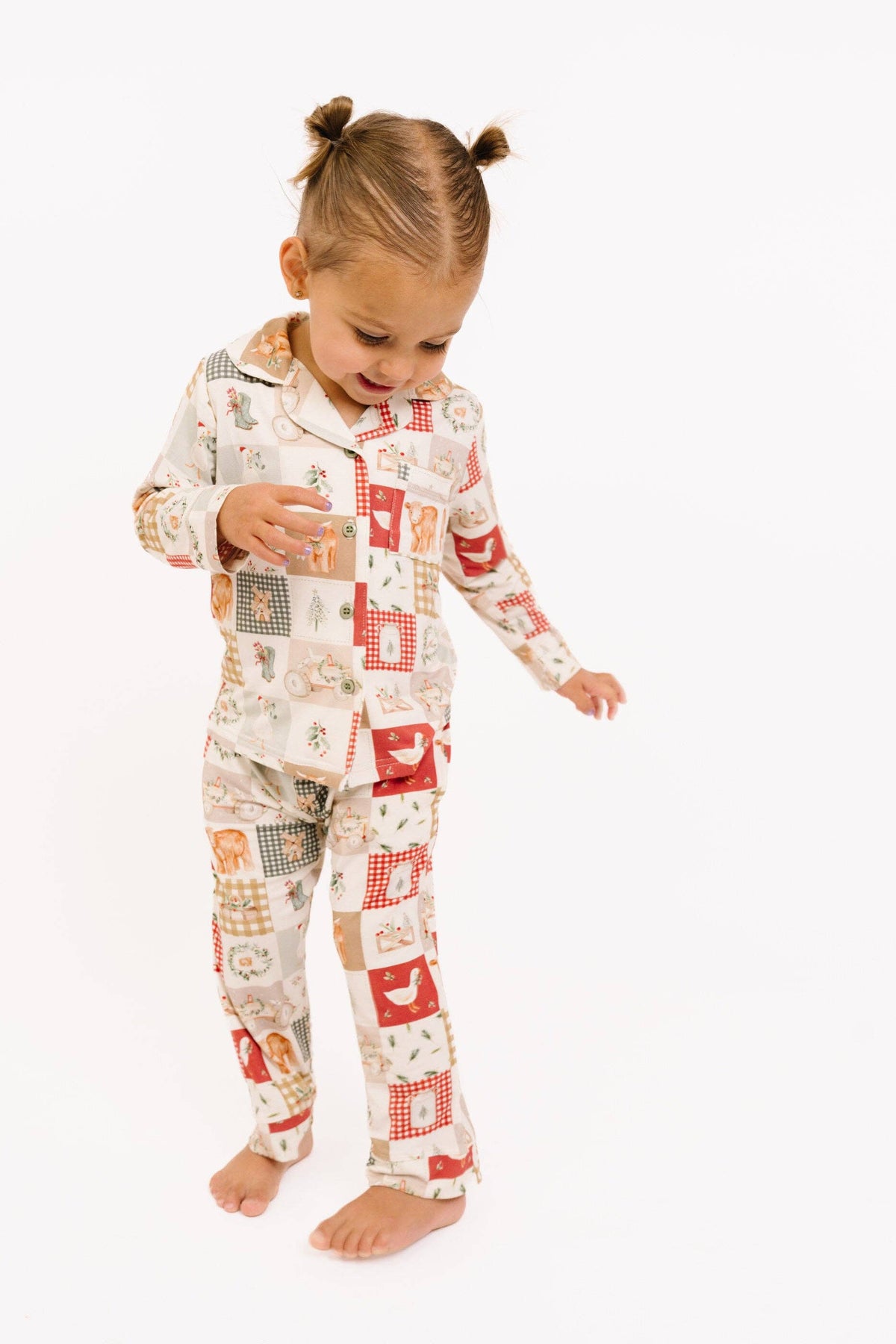 Little One Shop - Country Christmas Kid Long Sleeve Bamboo Button Up Set