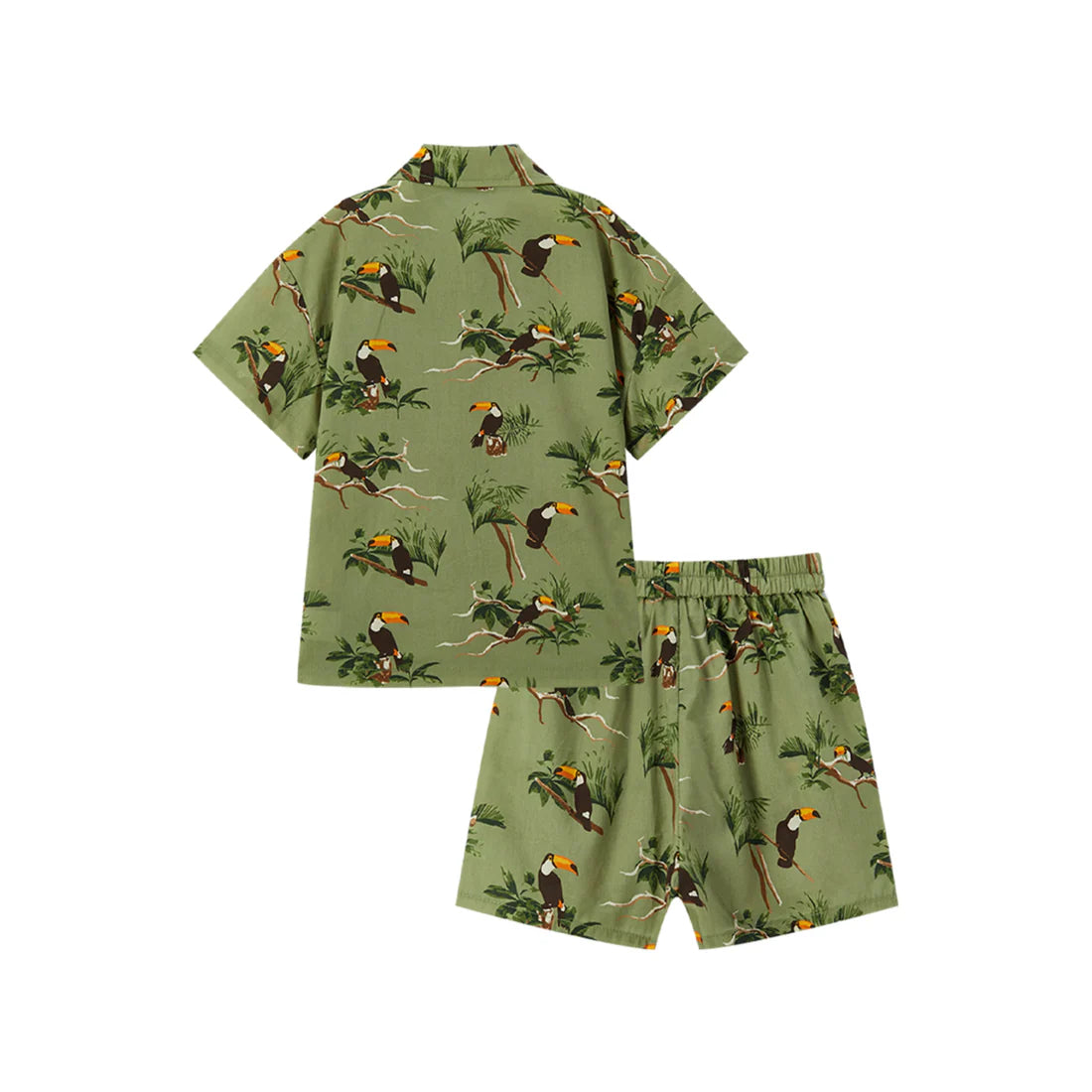 Milkbarn - Toucan Collar Button-Up Shirt & Shorts Set