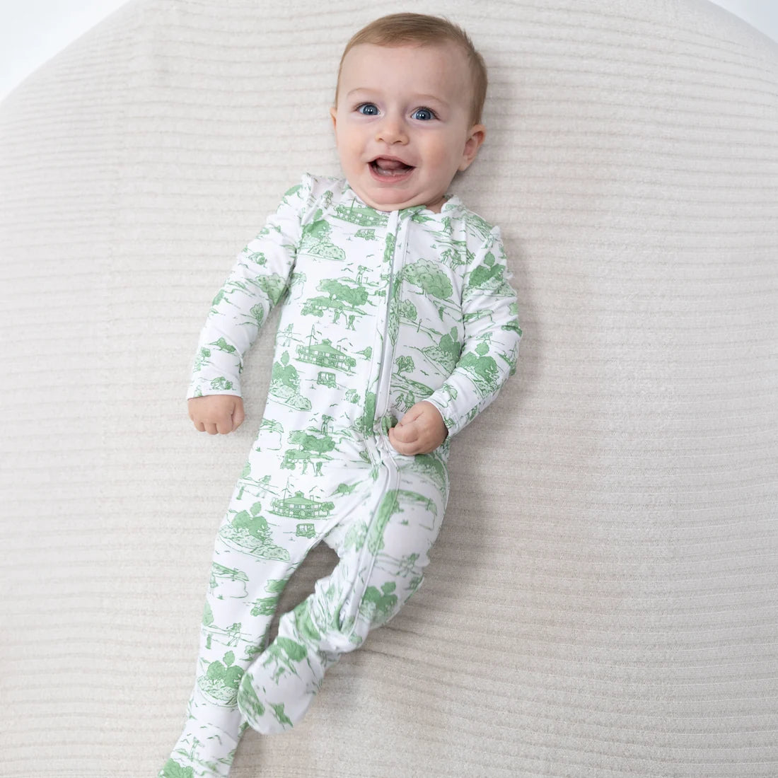 Angel Dear - Golf Toile Green 2 Way Zipper Footie