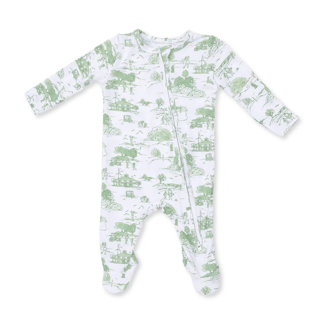 Angel Dear - Golf Toile Green 2 Way Zipper Footie