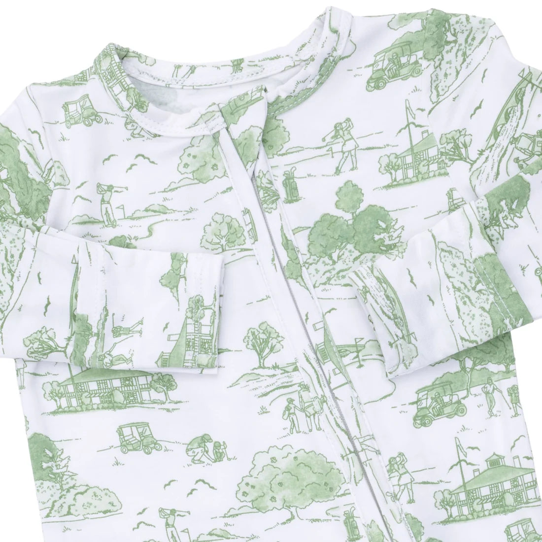 Angel Dear - Golf Toile Green 2 Way Zipper Footie