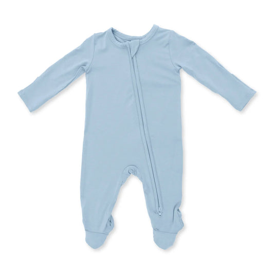 Angel Dear - Solid Stone Blue 2 Way Zipper Footie