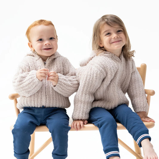 Angel Dear- Chenille  Stone Hooded Jacket with Striped Texture