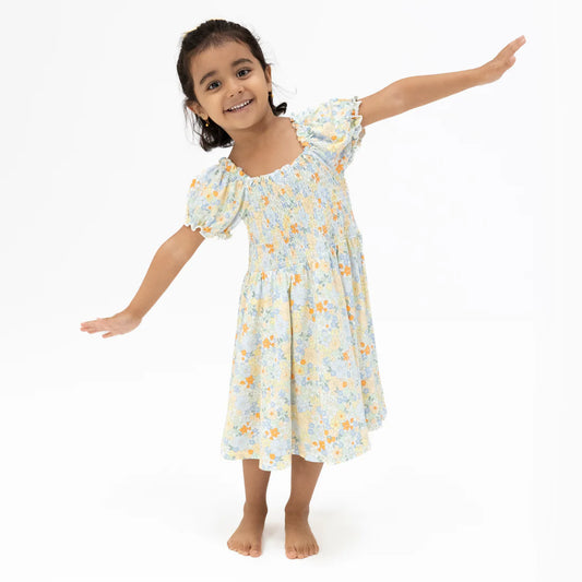 Angel Dear - Georgia Floral Smocked Twirly Dress and Bloomer