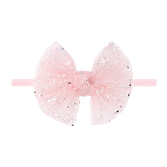 Baby Bling Bows - Baby Bling® Tulle FAB® Skinny nylon headband with tulle bow: Princess Pink