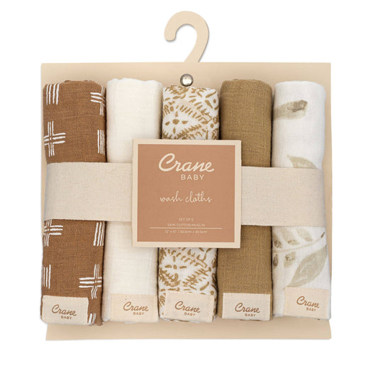 Crane Baby - Kendi 5-pc. Wash Cloth Set (Safari Animal)