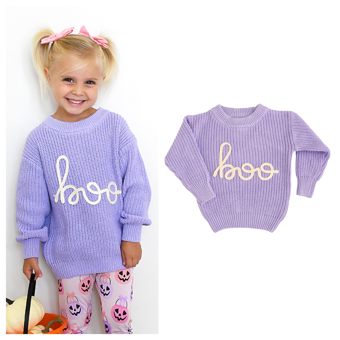 Gigi and Max - BOO Purple Knit Sweater - Halloween