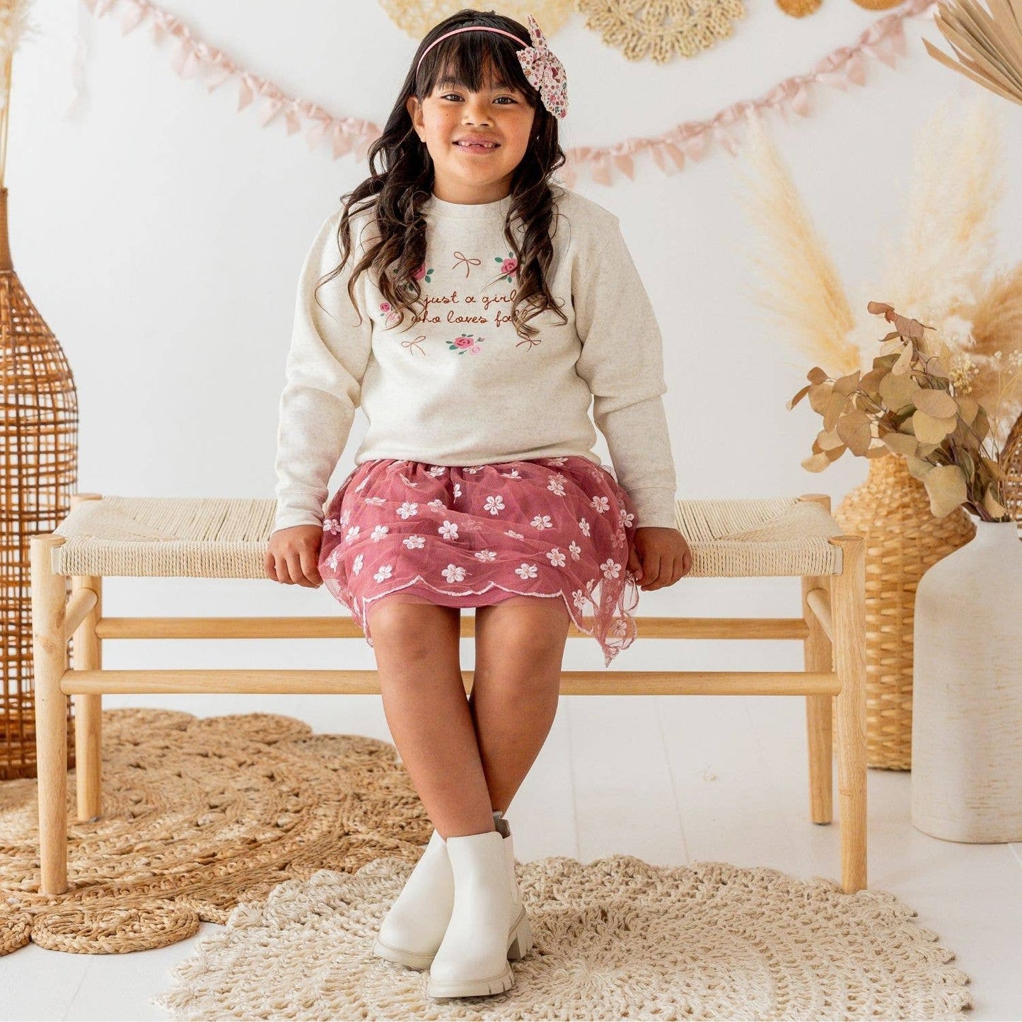 Sweet Wink - Berry Floral Embroidered Tutu Skirt