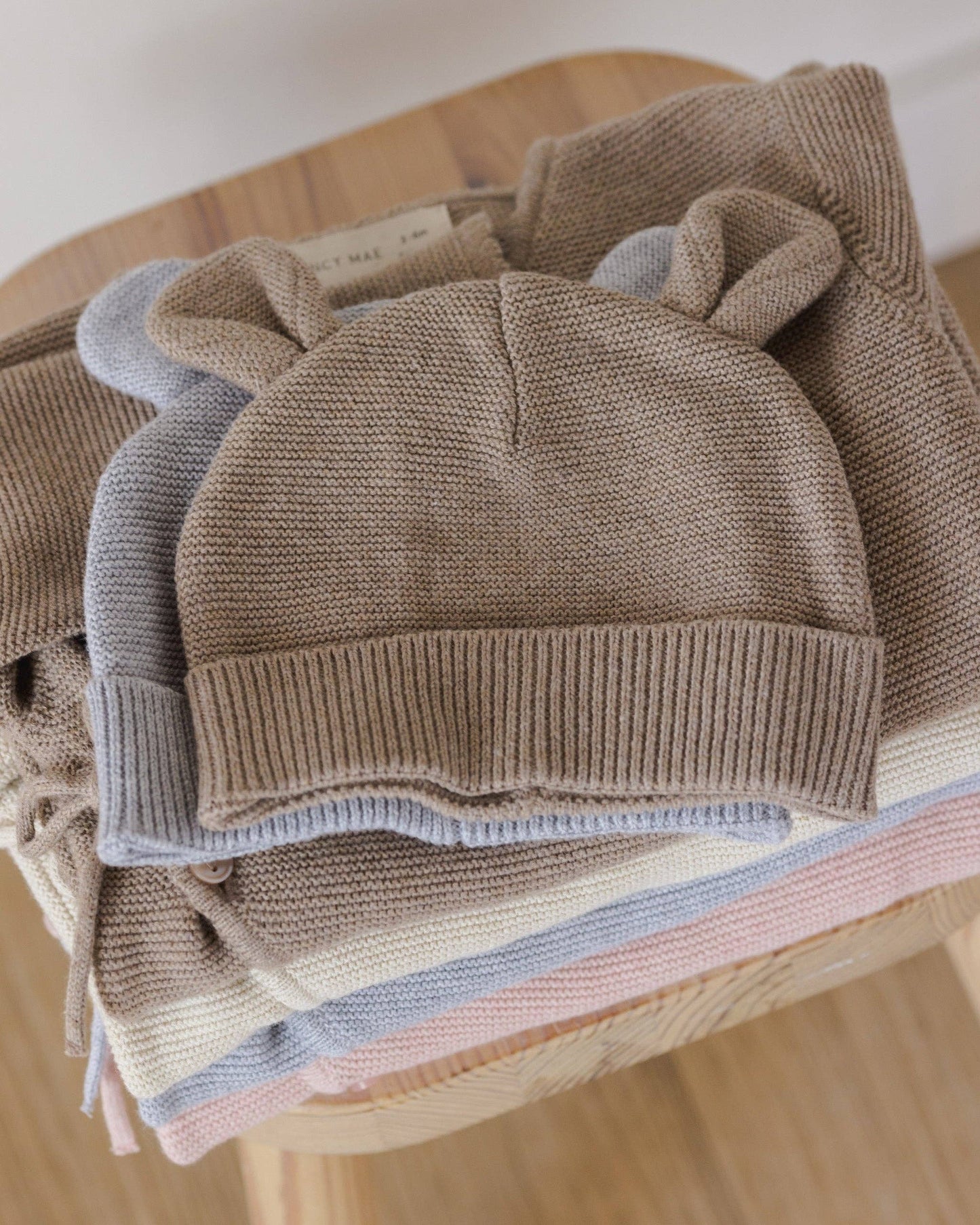 Quincy Mae - Baby Bear Beanie Hat || Heathered Mocha