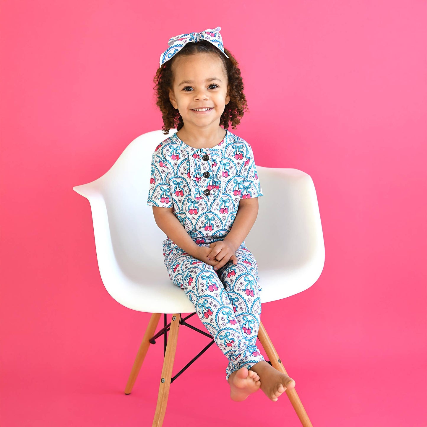 Gigi and Max - Cherry Ruffle Two Piece Bamboo Cherry Lounge Set