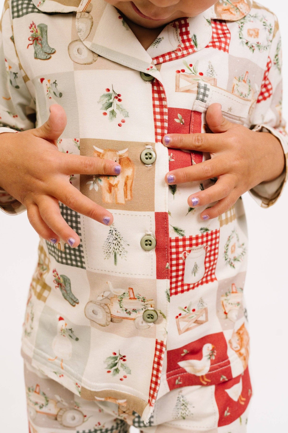 Little One Shop - Country Christmas Kid Long Sleeve Bamboo Button Up Set