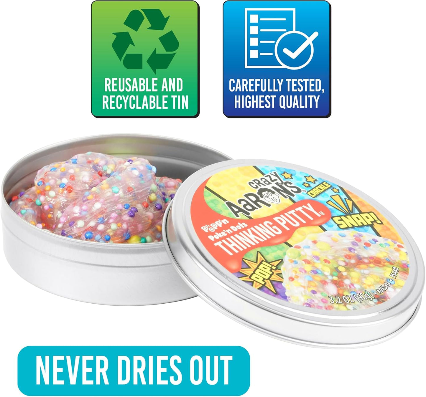 Crazy Aaron's - Poke'n Dots - Full Size 4" Thinking Putty Tin