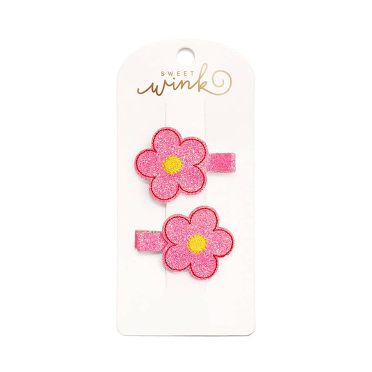 Sweet Wink - Pink Daisy Clip Set - Kids Hair Clips