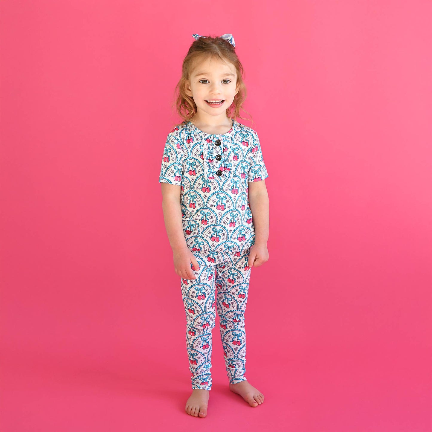 Gigi and Max - Cherry Ruffle Two Piece Bamboo Cherry Lounge Set