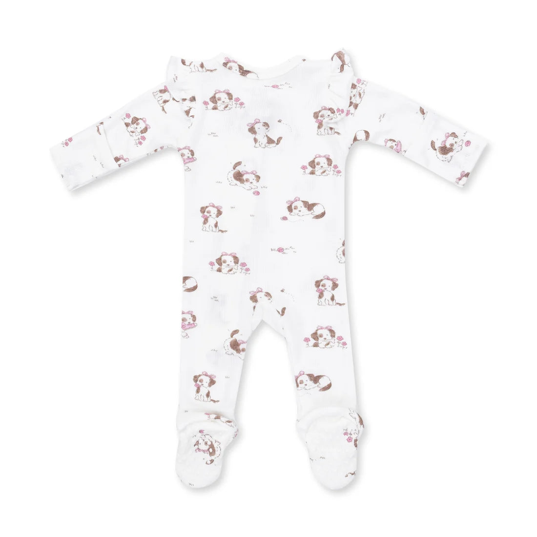Angel Dear - Explorer Puppy Pink 2 Way Ruffle Sleeve Zipper Footie