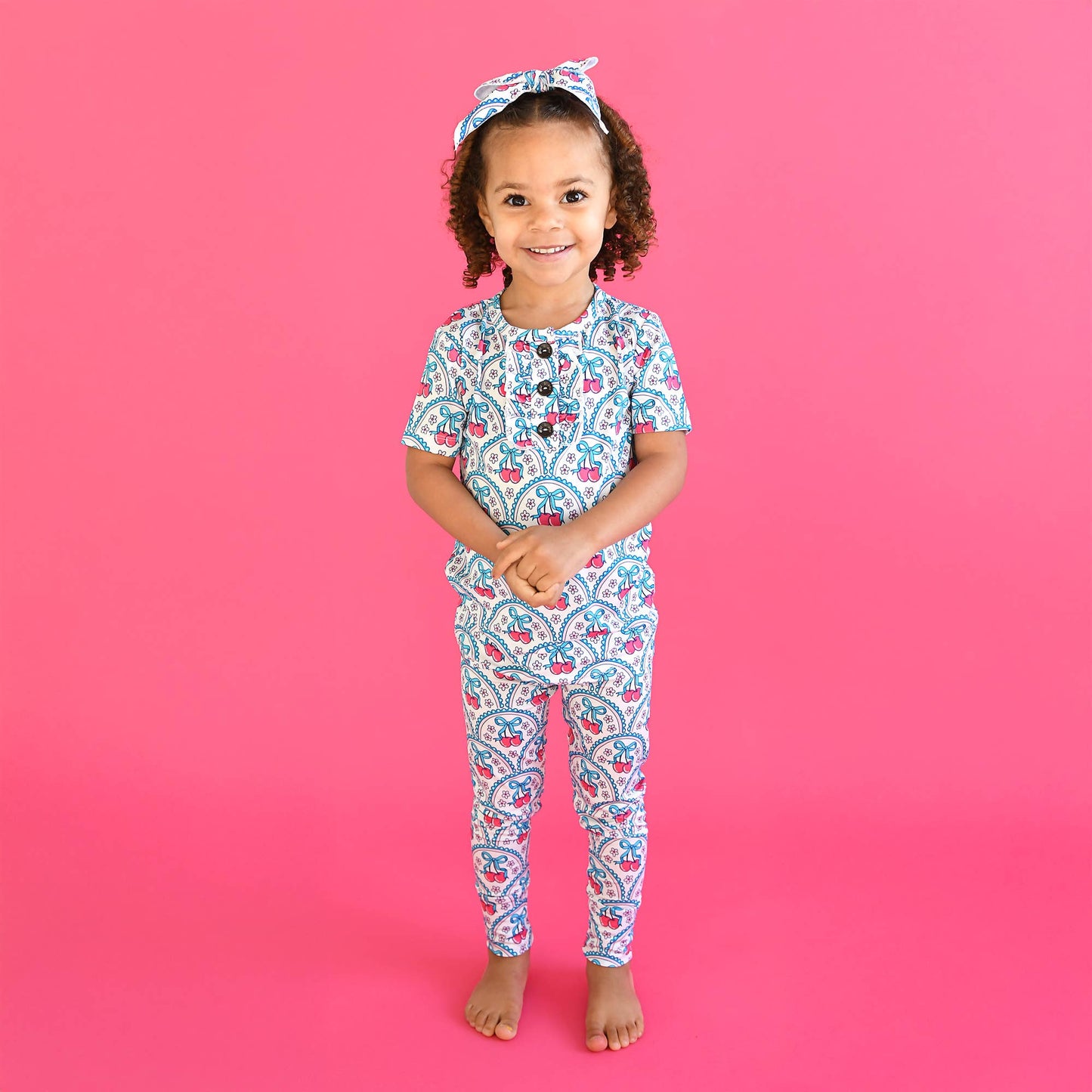 Gigi and Max - Cherry Ruffle Two Piece Bamboo Cherry Lounge Set