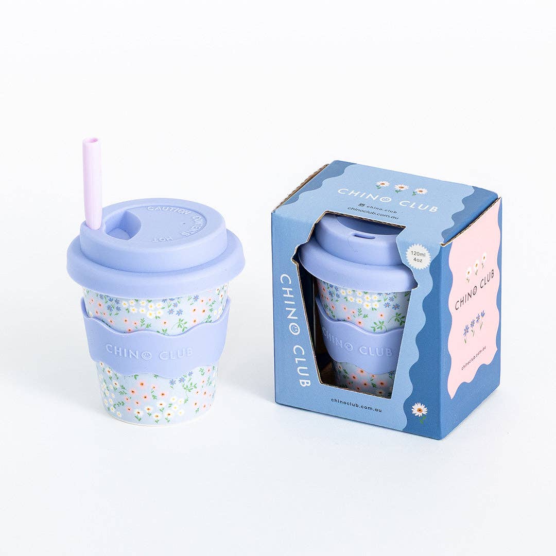Chino Club U.S. - Blue Floral Babychino Cup 4oz