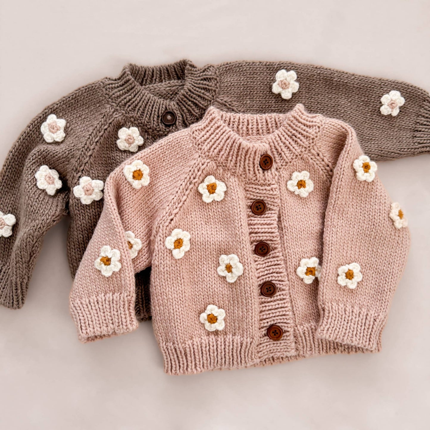 The Blueberry Hill - Flower Cardigan, Tan | Kids and Baby Apparel Sweater