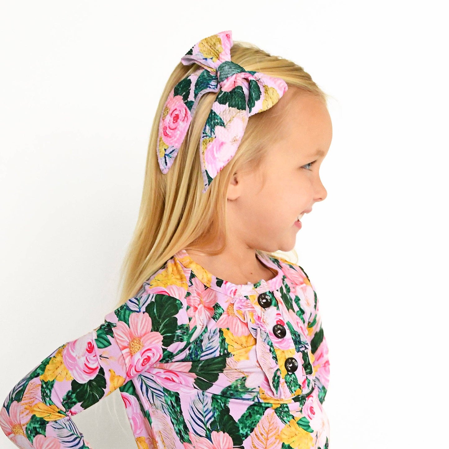 Gigi and Max - Luana Ruffle Two Piece Girls Bamboo Floral Lounge Set