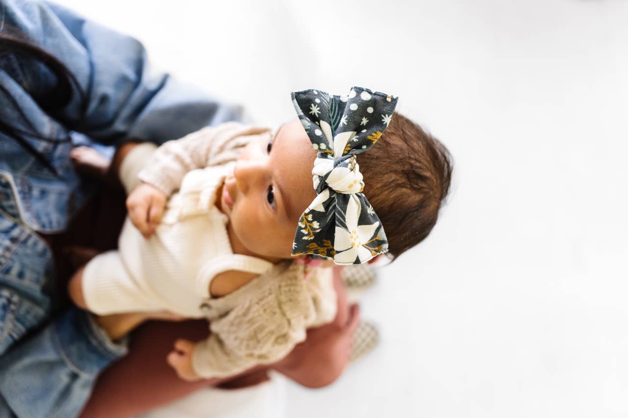 Baby Bling Bows - Baby Bling® Holiday Printed Knot soft nylon headband: Winter Garden