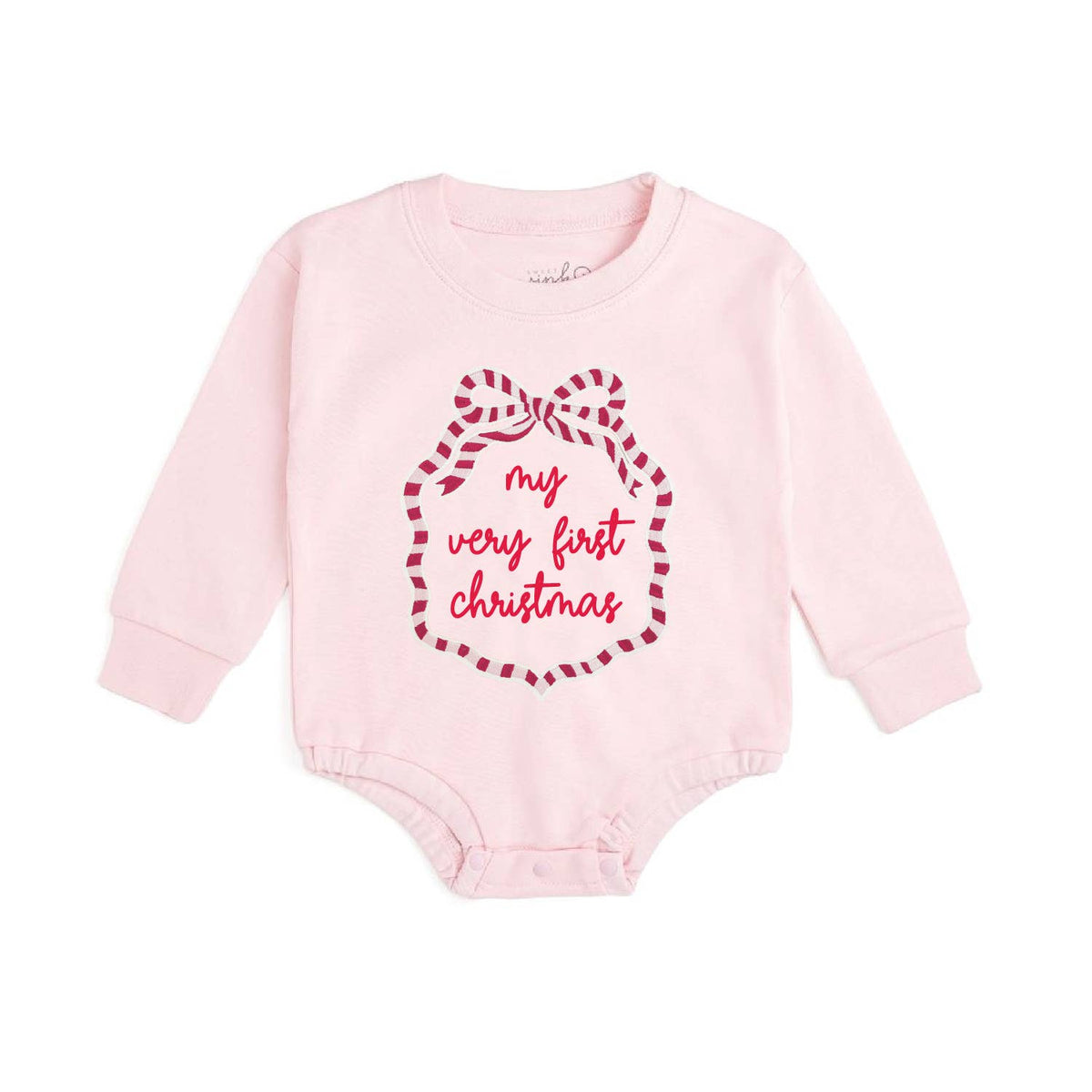 Sweet Wink - My First Christmas Sequin Bow Patch Long Sleeve Romper