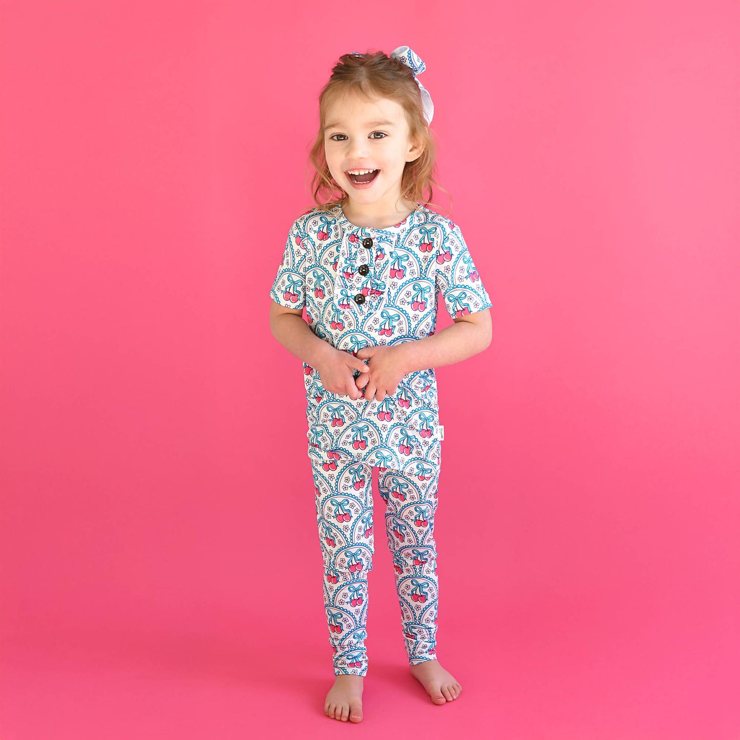 Gigi and Max - Cherry Ruffle Two Piece Bamboo Cherry Lounge Set