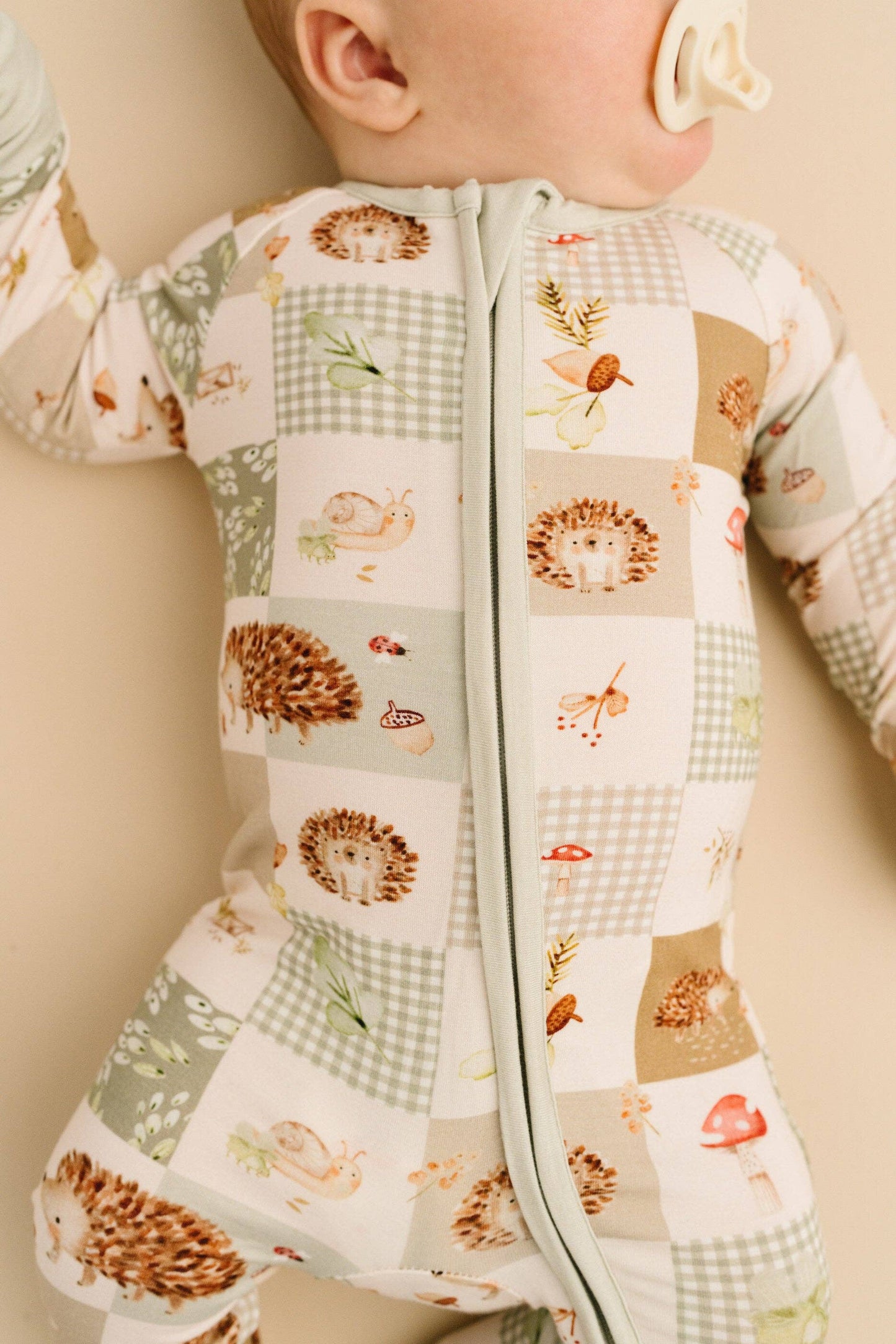 Little One Shop - Hedgehog Patchwork Bamboo PJ Sleeper