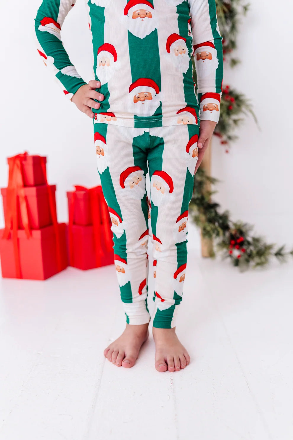 Birdie Bean - St. Nick Stripes Ribbed Bamboo Pajama Set