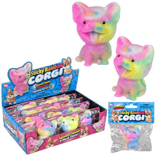 The Toy Network - (T) 2.75" STICKY RAINBOW CORGI