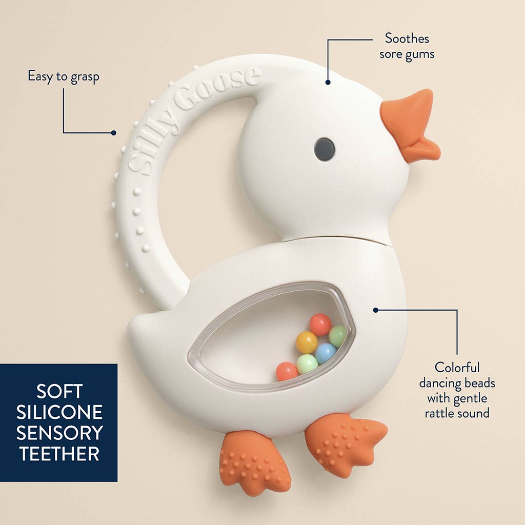 Itzy Ritzy - Bitzy Shake™ - Silicone Teether with Rattle: Goose