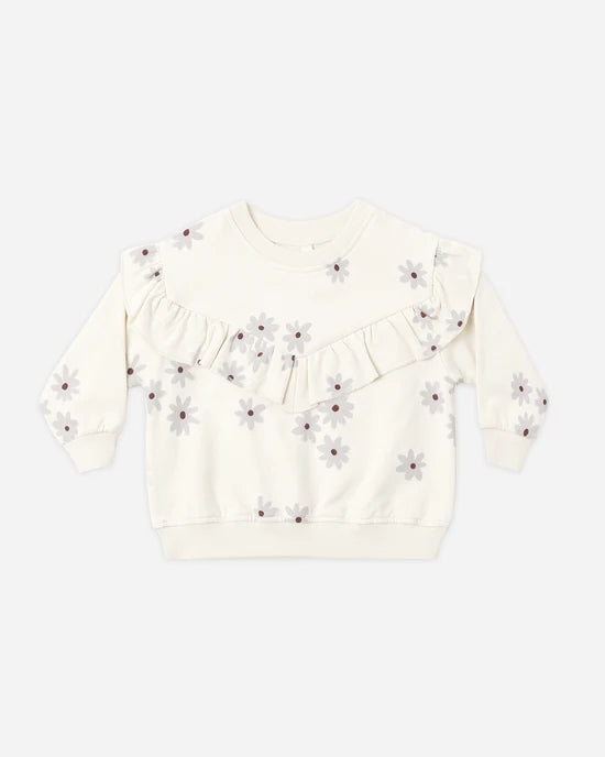 Quincy Mae - Ruffle Fleece Sweatshirt || Blue Daisy
