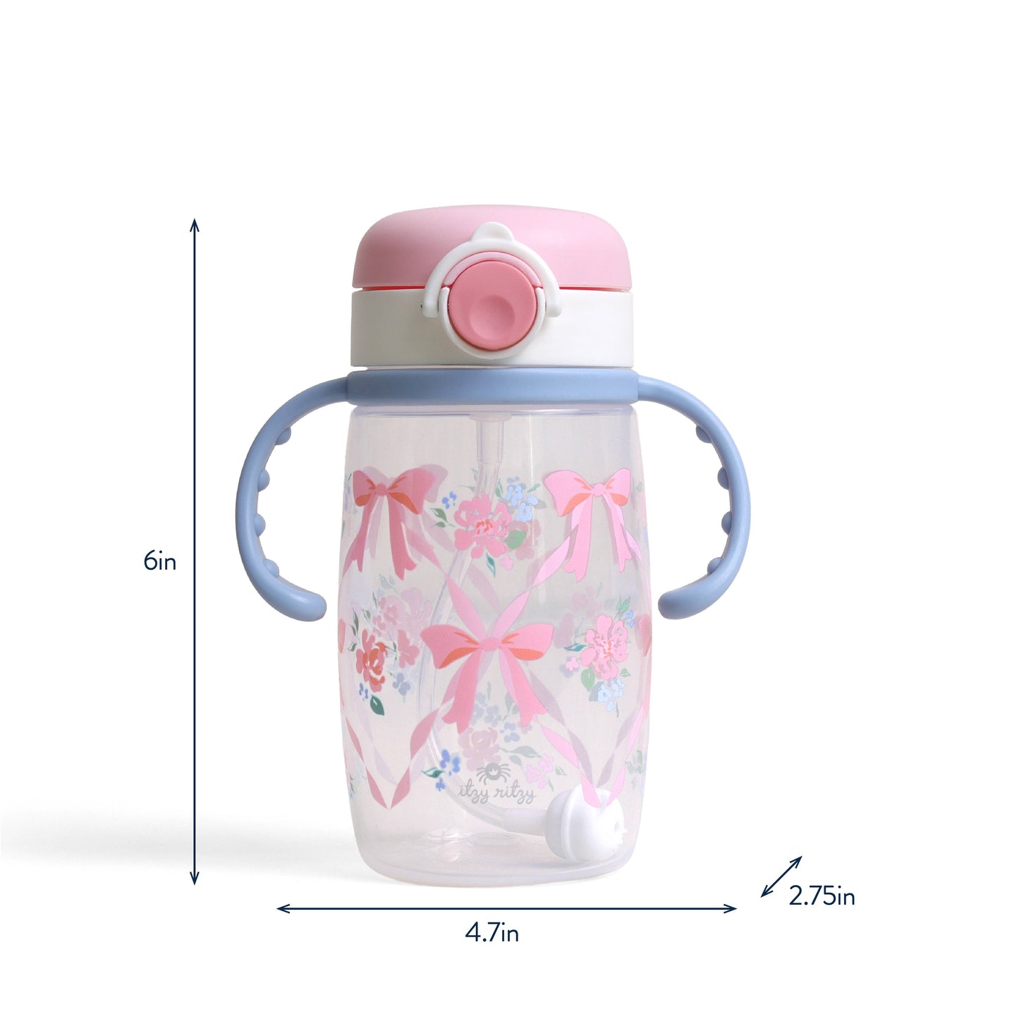 Itzy Ritzy - Itzy Sips™ - Straw Cup With Snap-Close Lid: Ribbons & Roses