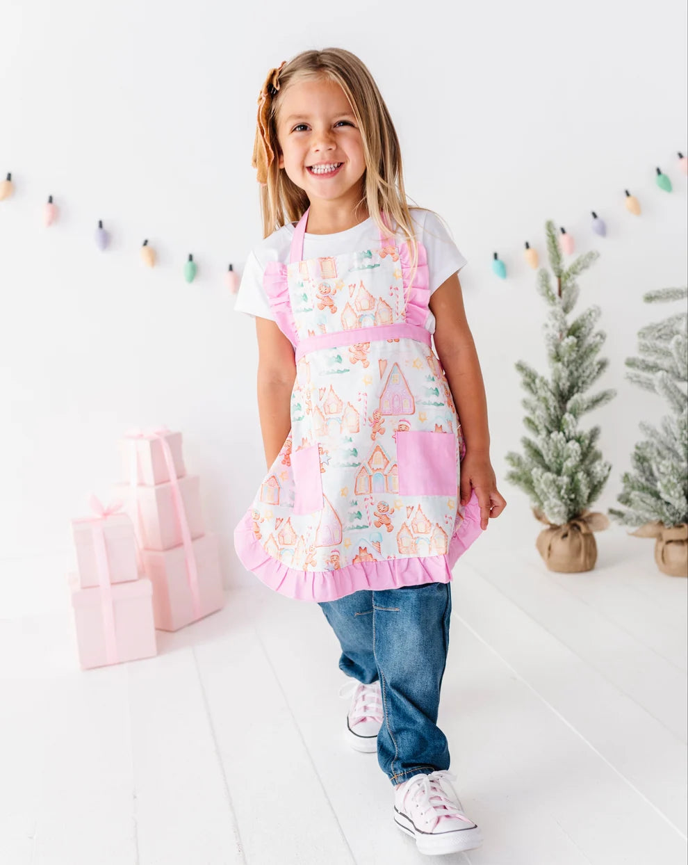 Birdie Bean - Gingerbread Lane Ruffle Baking Apron