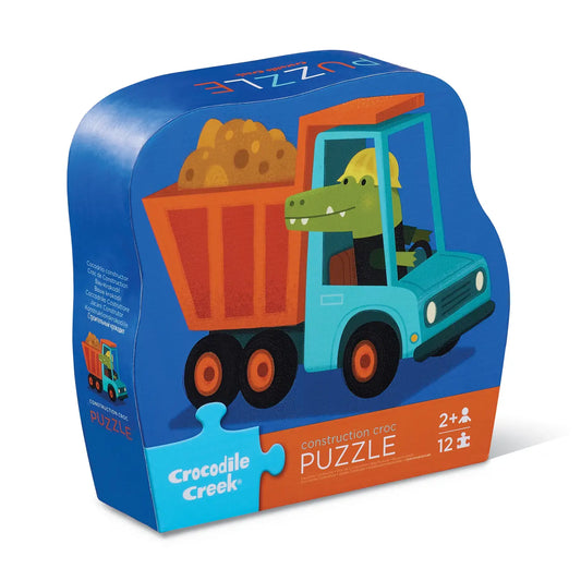 Crocodile Creek - 12 pc Mini Shaped Box Puzzle - Construction Croc