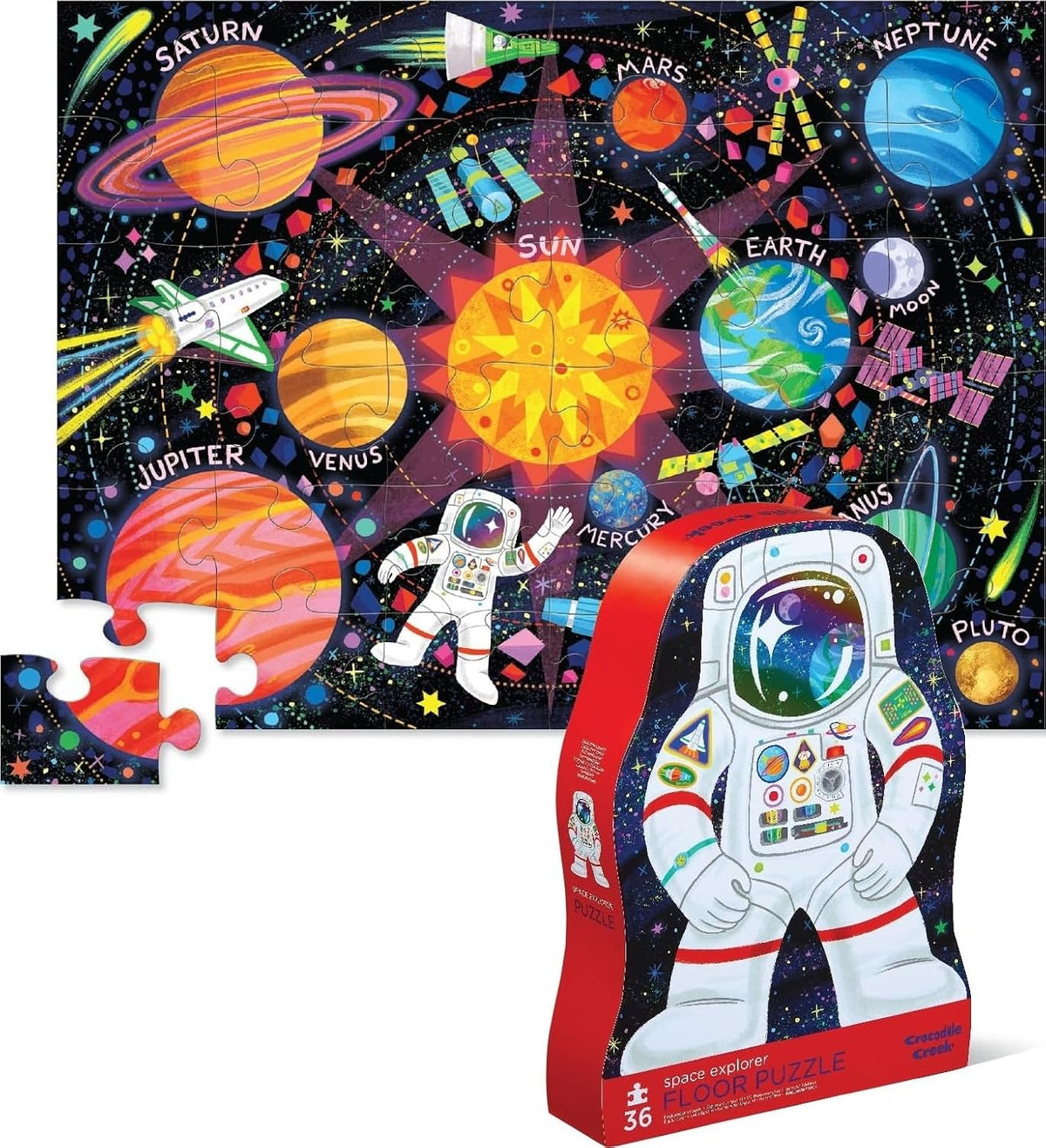 Crocodile Creek - 36pc Shaped Box Puzzle - Space Explorer