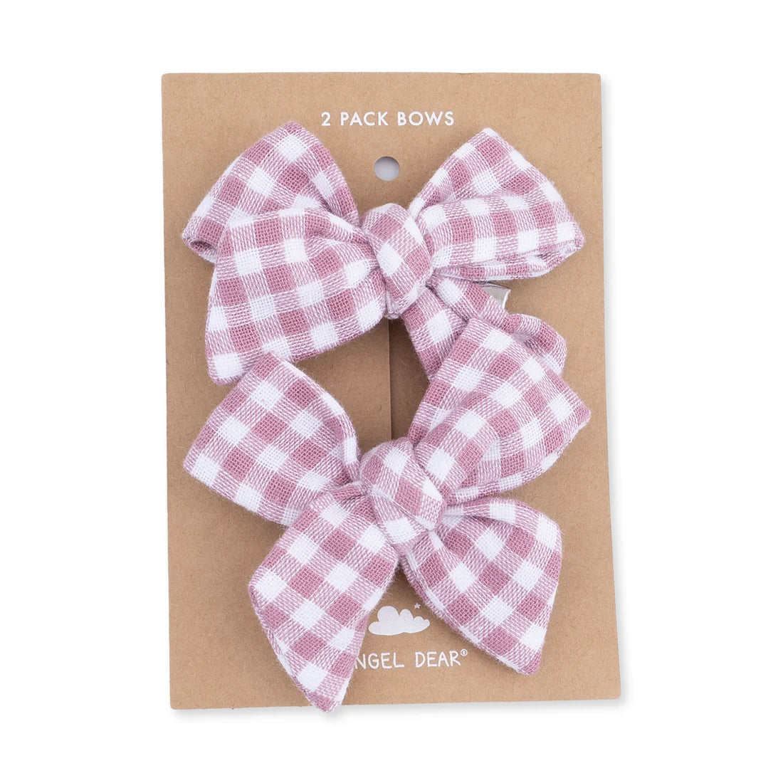 Angel Dear - Berry Gingham 2 Pack Bow Clips
