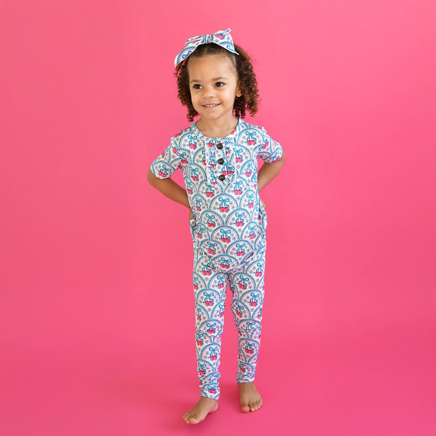 Gigi and Max - Cherry Ruffle Two Piece Bamboo Cherry Lounge Set