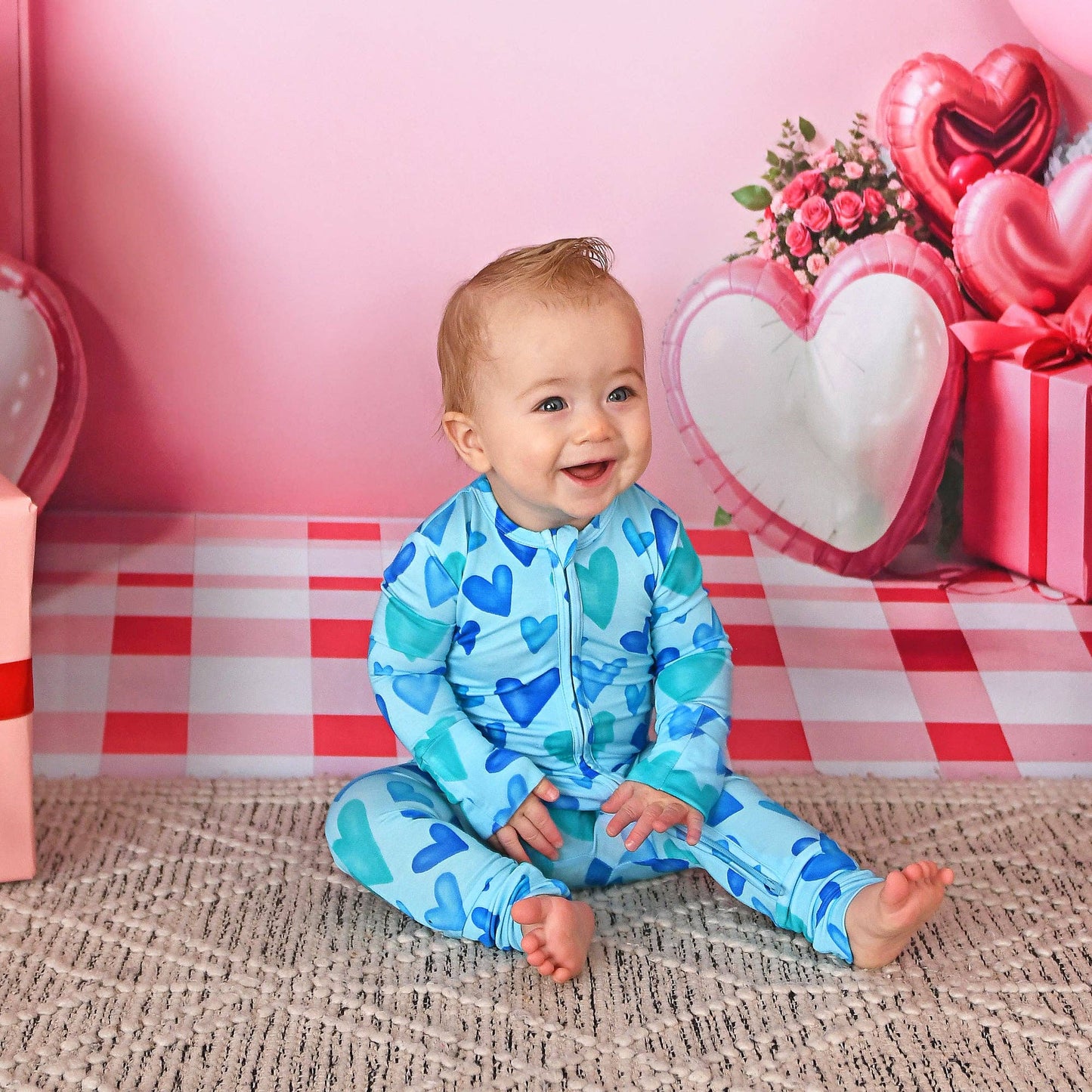 Gigi and Max - Cruz Zip Valentines Day Bamboo One Piece Two Way Zipper Baby