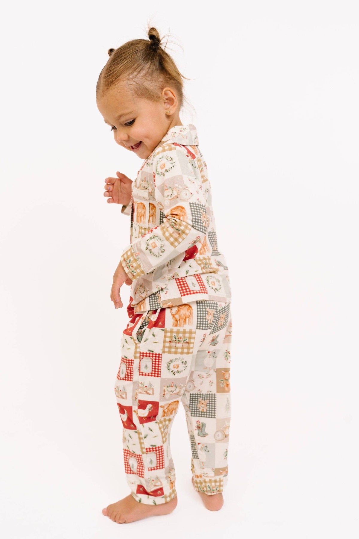 Little One Shop - Country Christmas Kid Long Sleeve Bamboo Button Up Set